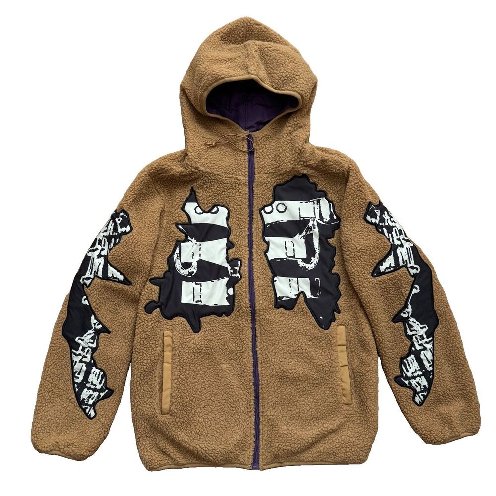 Five Nights at Freddy’s Fazbear Reversible Sherpa Fleece Jacket XS Brown Purple